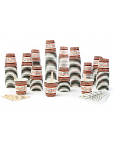 900 Bicchierini in Cartoncino per Caffè Grandi 90 ml+900 Palettine in Legno di Betulla imbustate singolarmente