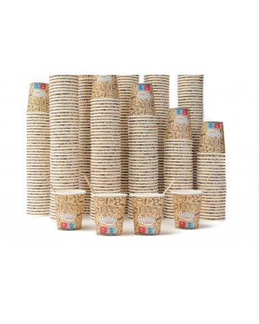Kit Completo 1000 Bicchierini in Cartoncino Avana 75 ml+1000 Palettine in Legno di Betulla